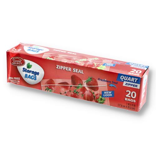 Wholesale 20CT ZIPPER SEAL QUART STORAGE BAGS