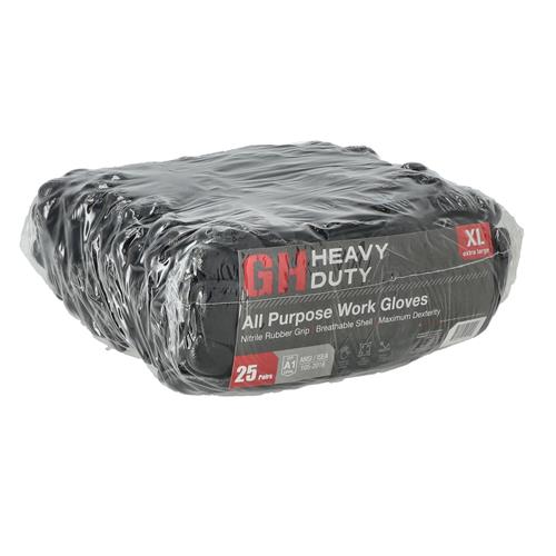 Wholesale GH 25 PAIR NYLON WORK GLOVES WITH NITRILE RUBBER GRIP X/L