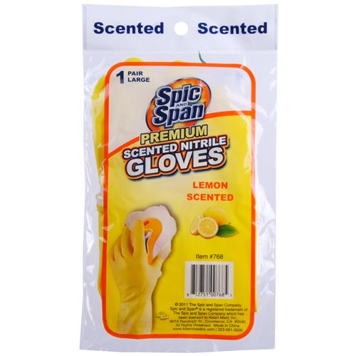 Wholesale Spic & Span Lemon Scented Long Cuff Nitrile Premiu