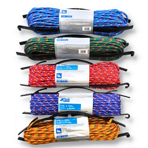 Wholesale 100' 1/4'' DIAMOND BRAID PP ROPE WITH WINDER 95LB WLL
