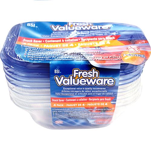 Wholesale Valueware 4pk 9oz.Small Rectangle Plastic Containers GLW