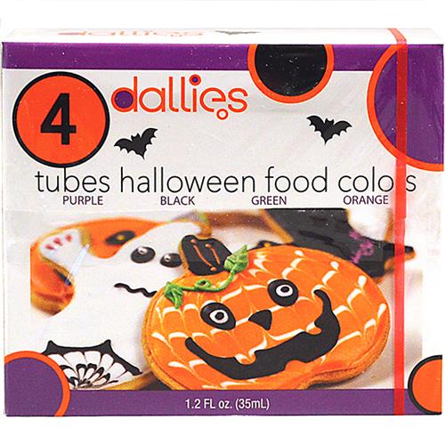 Wholesale Z4PK HALLOWEEN FOOD COLOR -PURP/BLK/ORNG/GRN