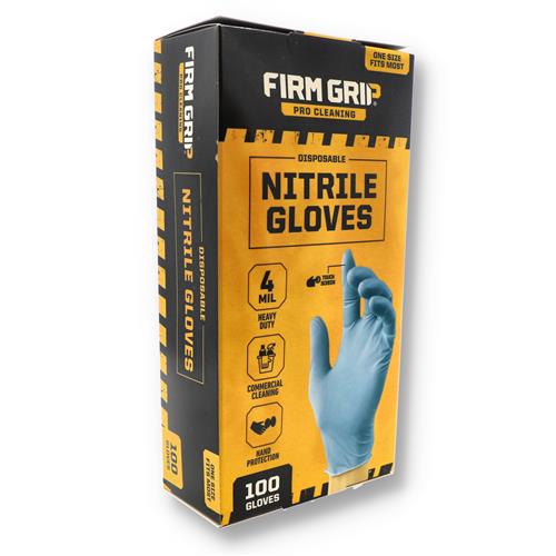 Wholesale FIRM GRIP BLUE NITRILE GLOVES 100CT GLOVES 4 MIL ONE SIZE FITS MOST