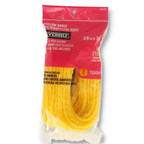 Wholesale EVERBILT 50'x3/8'' YELLOW HOLLOW BRAID POLY ROPE