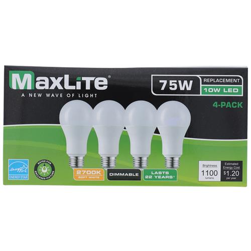 Wholesale 4PK 10-75W A19 LED BULB SOFT WHITE