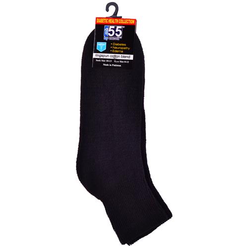 Wholesale Diabetic Quarter Sock Black 10-13