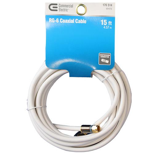 Wholesale 15' RG-6 COAXIAL CABLE COMMERCIAL ELECTRIC