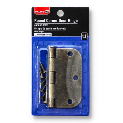 Wholesale 3-1/2'' ROUND CORNER DOOR HINGE & SCREWS ANTIQUE BRASS