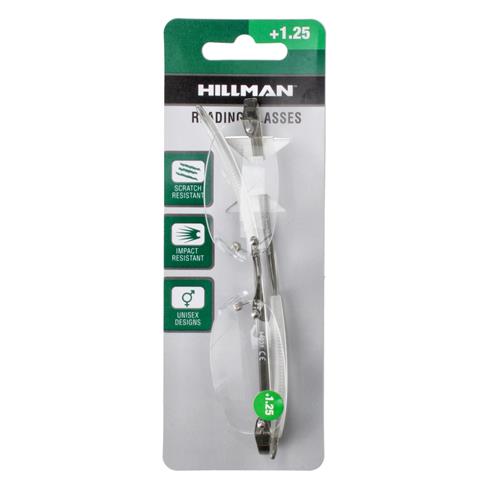 Wholesale HILLMAN IMPACT RESISTANT READING GLASSES 1.25X