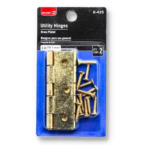 Wholesale 2pk 3" ULITIY HINGES & SCREWS BRASS PLATED