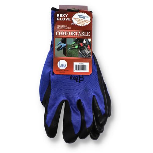 Wholesale Blue NITRILE COATED POLY WORK GLOVE-LRG