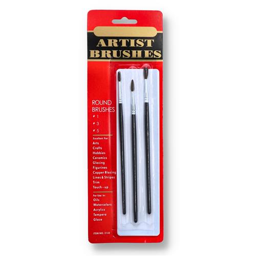 Wholesale 3PC ARTIST BRUSHES #1-3-5 ROUND