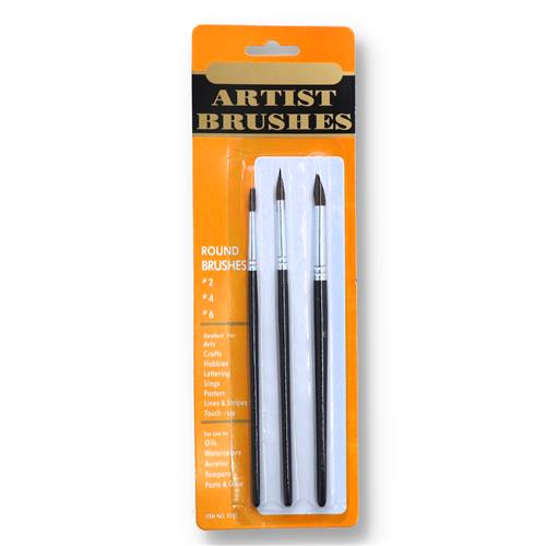 Wholesale 3pc ROUND ARTIST BRUSH #2-4-6