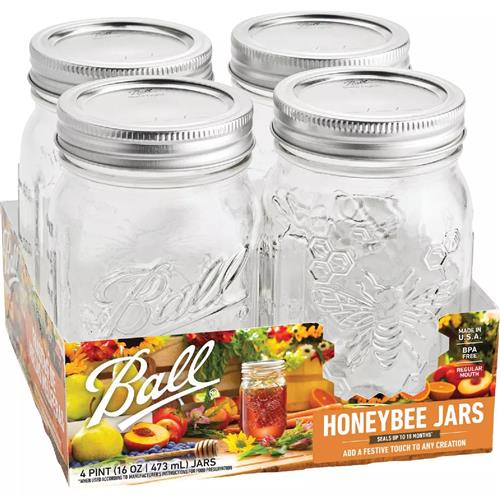 Wholesale BALL 4PK 1 PINT HONEYBEE MASON JARS & LIDS