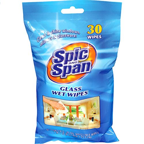 Wholesale Spic & Span Glass Wet Wipes 30ct GLW