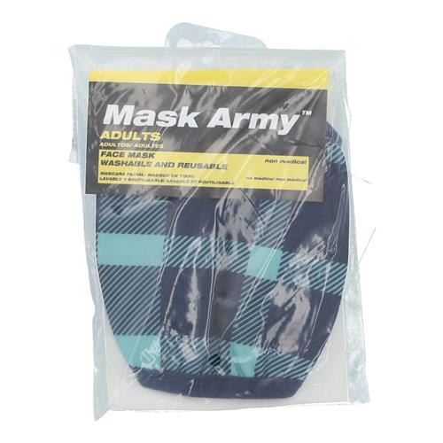 Wholesale 3PLY CLOTH FACE MASK TEAL & BLUE PLAID ADULT