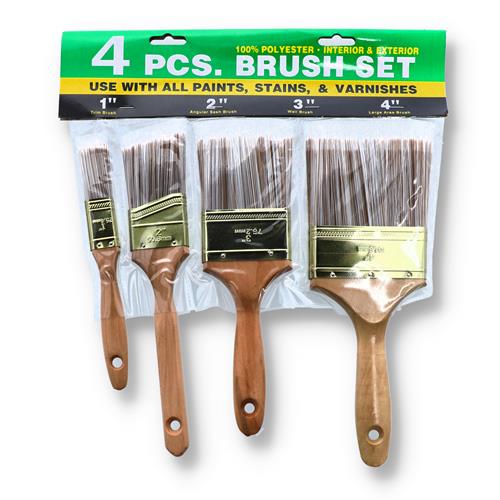 Wholesale 4PC PAINT BRUSH SET WOOD HANDLES 1-4"