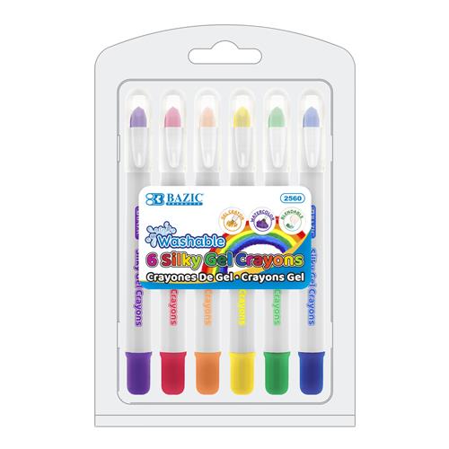 Wholesale 6CT WASHABLE SILKY GEL CRAYONS