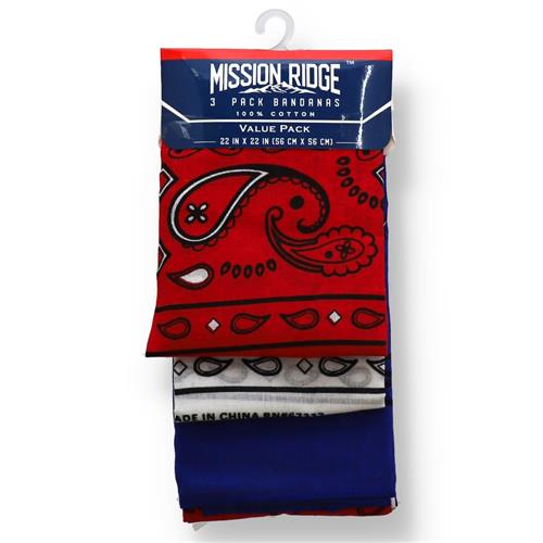 Wholesale Z3PK BANDANA RED, BLUE & WHITE PAISLEYD