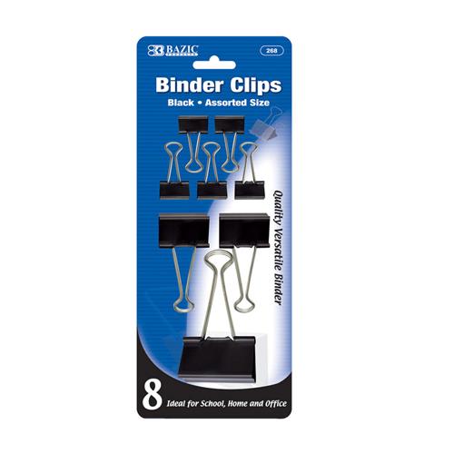 Wholesale Black Binder Clip Assorted Sizes 8 Pack