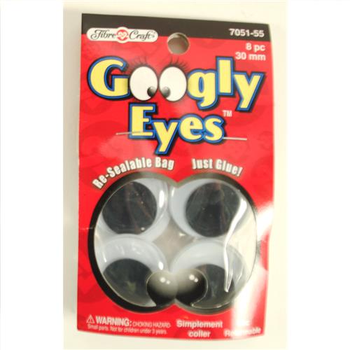 Wholesale Fibre Craft Googly or Wiggly Eyes.  -  8pcs  30mm