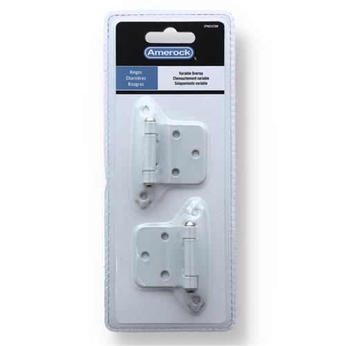 Wholesale 2PK SELF CLOSING VARIABLE OVERLAY HINGES WHITE GLW