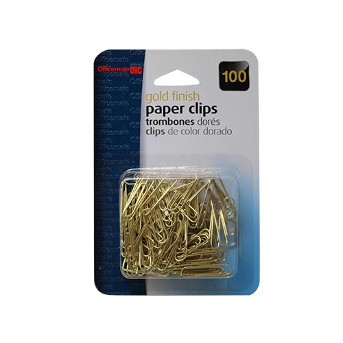 Wholesale 100ct PAPER CLIPS GOLD FINISH -OFFICEMATE