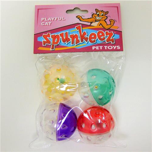 Wholesale Spunkeez Cat Plastic Balls W/ BELL 4pk