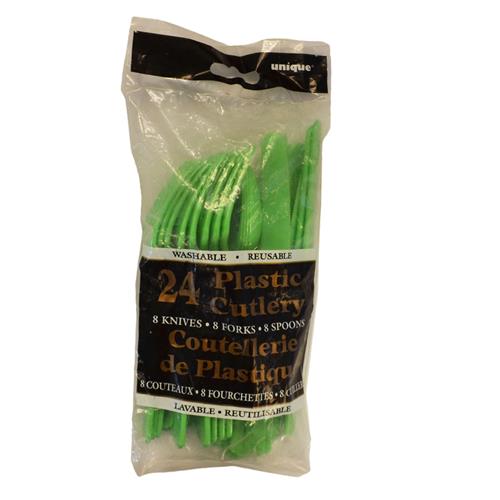 Wholesale Z24ct PLASTIC CUTLERY ASTD GREEN