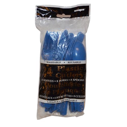 Wholesale Z24ct PLASTIC CUTLERY ASTD BLUE