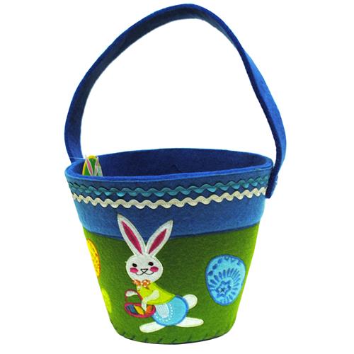 Wholesale Embroidered Felt Easter Basket with Button Handle - GLW