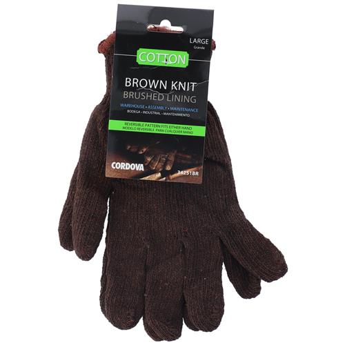 Wholesale BROWN KNIT GLOVES BRUSHED LINING LARGE