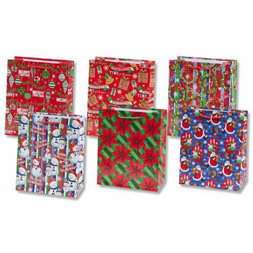 Wholesale Glossy Christmas Gift Bag Collection 6 Assorted -