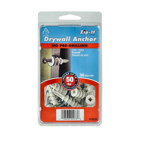 Wholesale HILLMAN ZIPIT 50PC #8 NYLON DRYWALL ANCHOR KIT 50LB CAPACITY