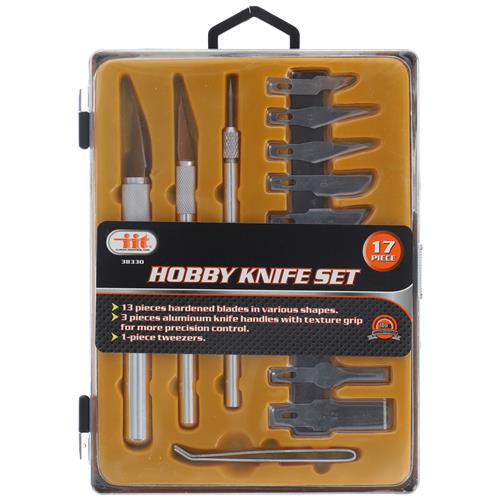 Wholesale 17pc HOBBY KNIFE IN STORAGE TRAY