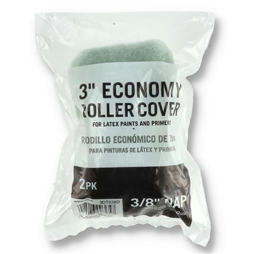 Wholesale 2PC 3" ECONOMY ROLLER COVERS 3/8" NAP PLASTIC CORE