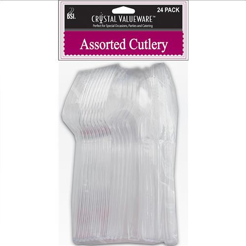 Wholesale Crystal Valueware 24pk Clear Cutlery Set