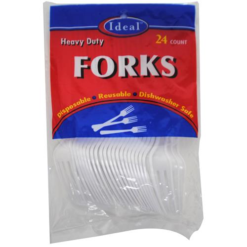 Wholesale Medium Duty White Plastic Forks by Ideal 24 ct