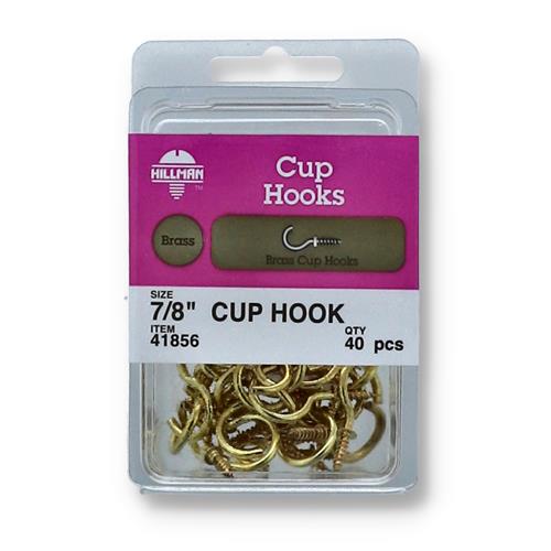 Wholesale HILLMAN 40CT BRASS CUP HOOKS 7/8''