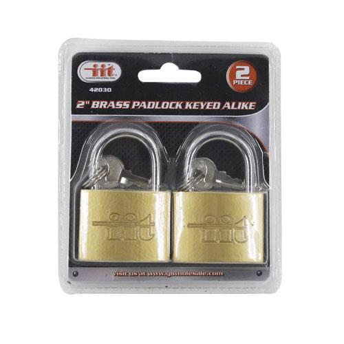 Wholesale 2PC 2'' BRASS PADLOCK KEYED ALIKE