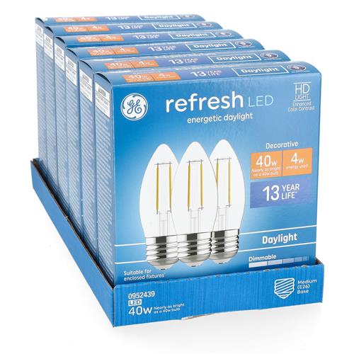 Wholesale GE REFRESH 3PK 4=40W LED B11 CLEAR BULBS E26 MEDIUM BASE DIMMABLE DAYLIGHT