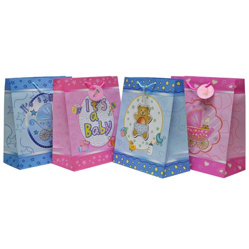 Wholesale Jumbo Baby Glitter Gift Bag Assorted