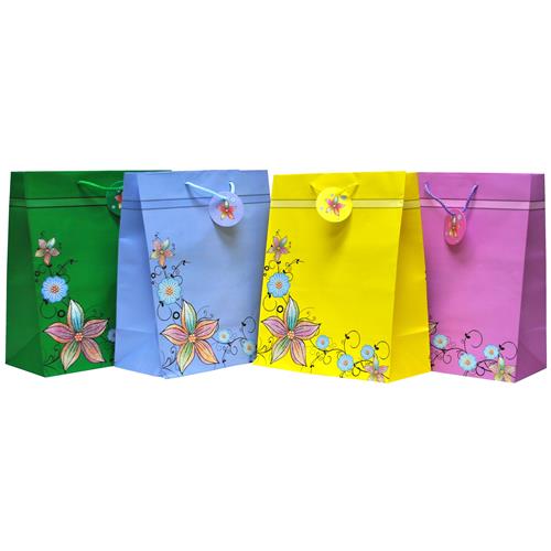 Wholesale Jumbo Floral Glitter Solid Gift Bag Assorted GLW