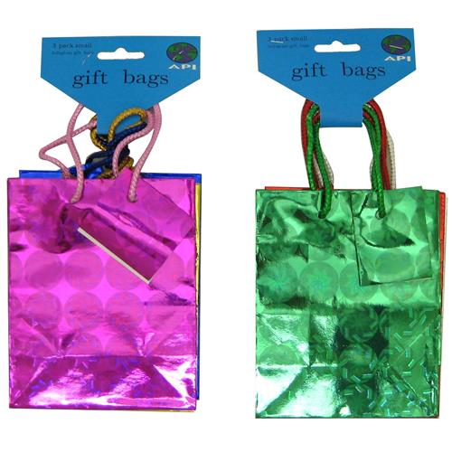 Wholesale 3 Pack Hologram Gift Bag Assorted Small GLW