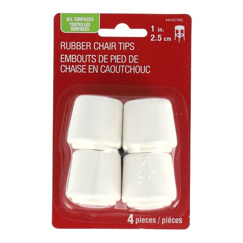 Wholesale 4PC 1'' RUBBER CHAIR TIPS WHITE