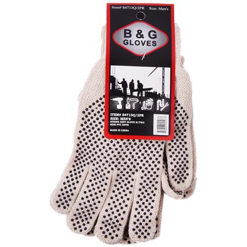 Wholesale White Glove With 2-Sided Grip Dots 2 Pair Value Pa