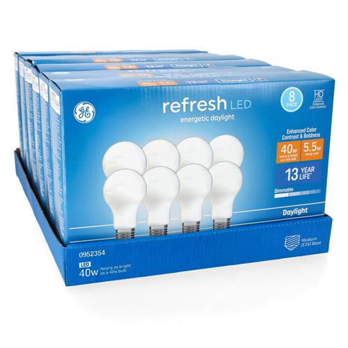Wholesale GE REFRESH 8PK 5.5=40W LED A19 BULBS DIMMABLE DAYLIGHT ENHANCED COLOR