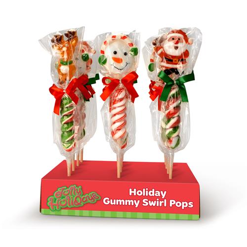 Wholesale Jolly Holidays Gummy Swirl Suckers C/D