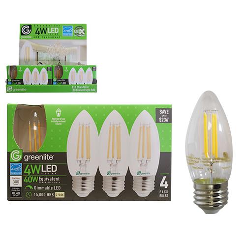 Wholesale Z4PK 4=40W LED CHANDELIER BULB E26 BASE FILAMENT STYLE