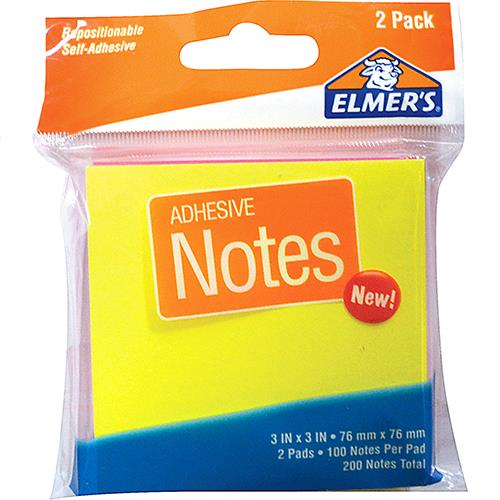 Wholesale Elmers Neon Notes 3 x 3" 2 pads of 100.